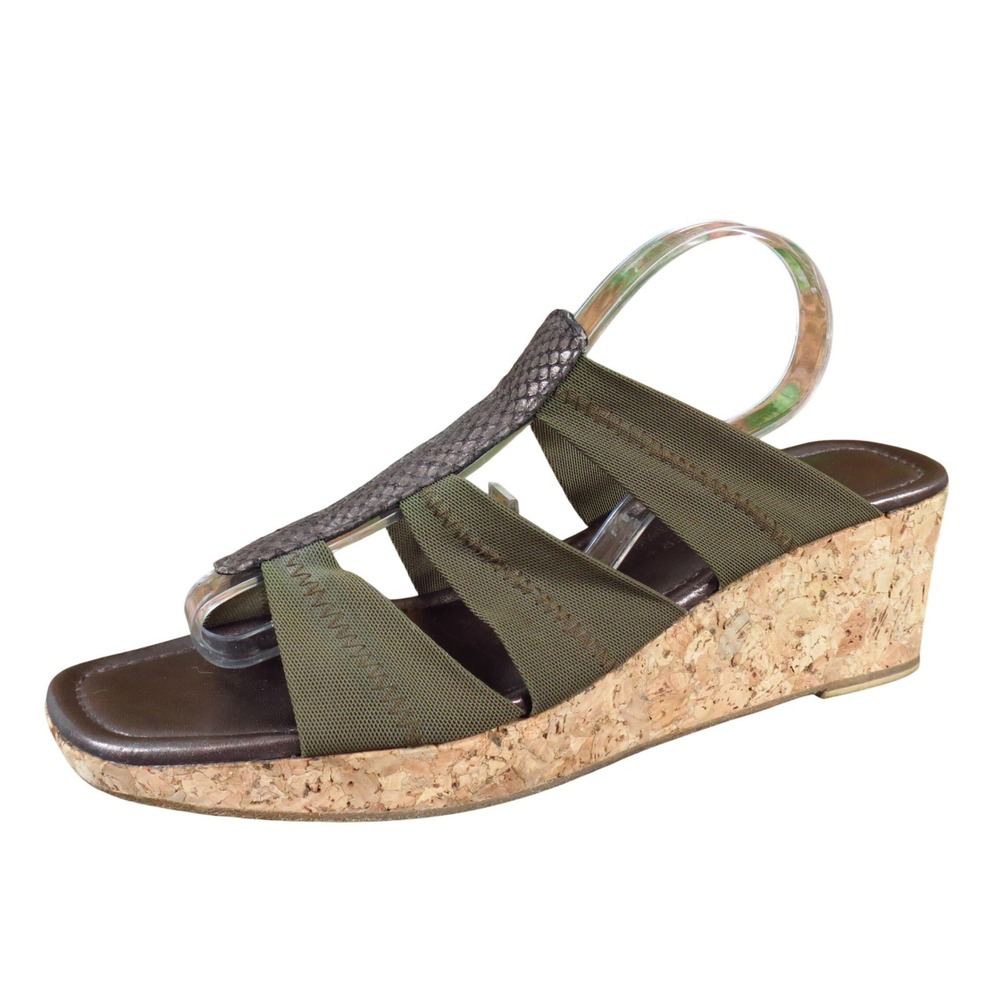 Donald J Pliner Clare‎ Womens Wedge Sandals Size 10 Casual Summer Olive Brown